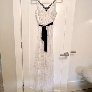 White dress with black lace details